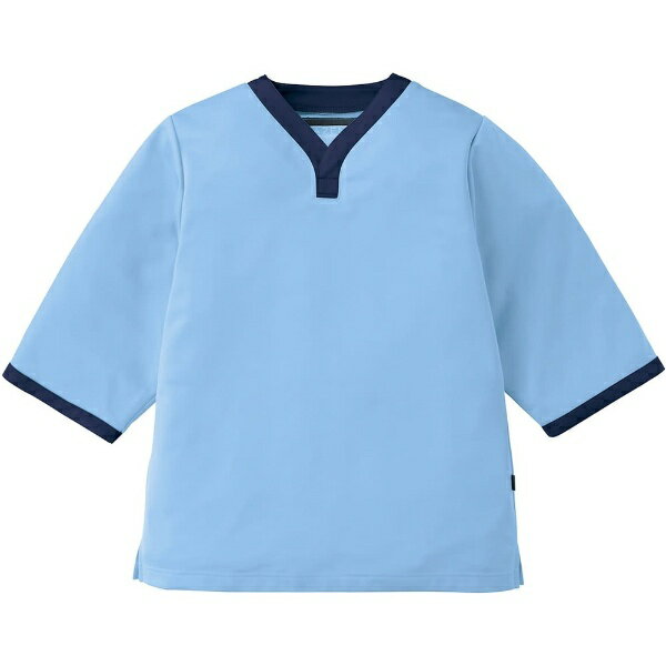 やわらかくソフトな風合いの素材と明るいカラーで、患者様の気持ちを和らげる検診衣。着脱がスムーズなかぶり式。胸裏には当て布付きで透け感が気になりにくくなっています。