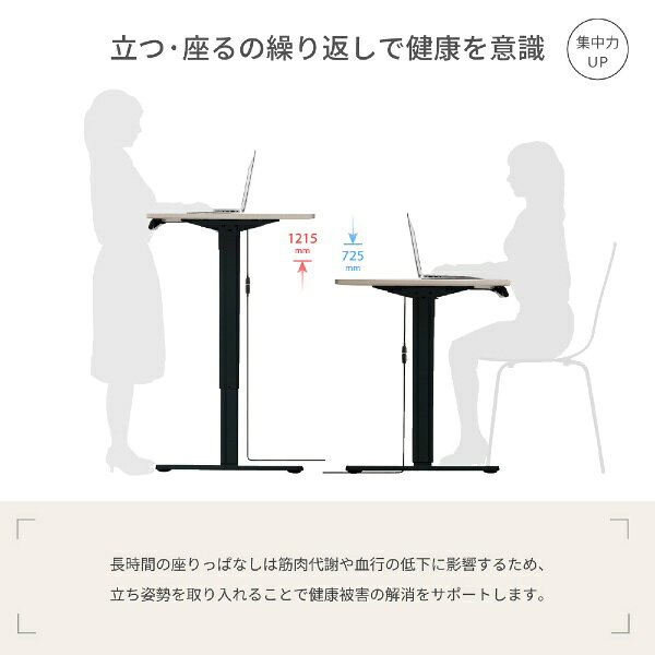 アスカ|ASKA 電動昇降デスク [W1000xD600xH725〜1215mm] ブラック EDKA10BK [電動] [2]