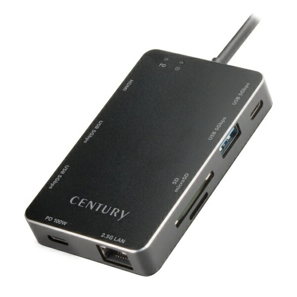 �ڥ���ȥ꡼�Ǻ���2���ݥ�����������1/20�ޤǡ� �������꡼��Century Corporation ��USB-C �������᥹ �����ɥ����å�x2 / HDMI / LAN / USB-Ax3 / USB-Cx2] USB PD�б� 100W �ɥå��󥰥��ơ������ �֥�å� CD-UHSL25P100 [USB Power Delivery�б�]