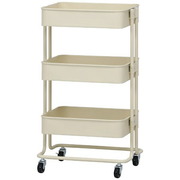 不二貿易｜Fuji Boeki キッチンワゴン バスケット3段 アイボリー 14285