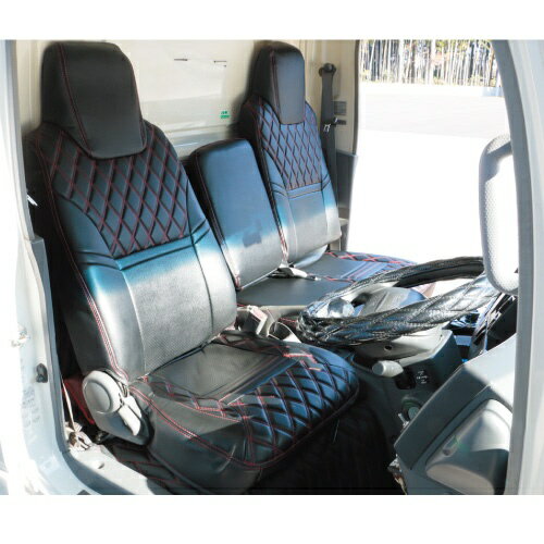 JET INOUE｜ジェット・イノウエ シートカバー COMBI いすゞ2t 　標準車用　07エルフハイキャブ/ローキャブ共用 ブラック/赤糸 595331