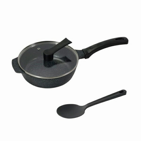 パール金属｜PEARL METAL ストロングマーブル　IH対応ガラス蓋付 おまかせパン22cm スプーン付 HC-0058 [IH対応]