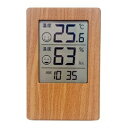 CRECER|クレセル CR-2700J 木目調 時計付きデジタル温湿度計 Grain