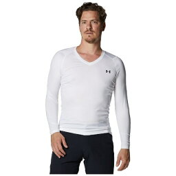 アンダーアーマー｜UNDER ARMOUR メンズ UAヒートギア フィッティド ロングスリーブ Vネック シャツ (Lサイズ/White×Black) 1371673