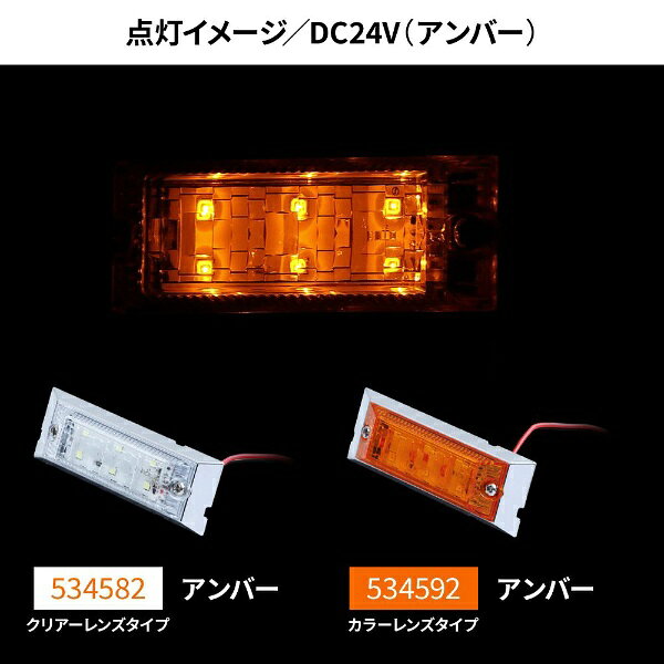 ウルトラフラットマーカーランプ　24V長さ97mm、幅32mm、高さ13mmの薄型フラットマーカー。