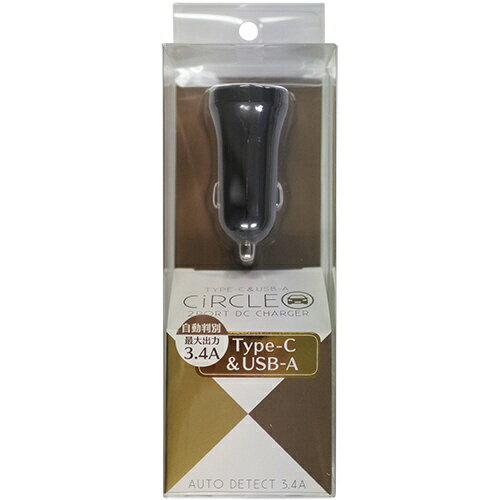 オズマ｜OSMA DC-USB充電器3.4A 2Port(Type-C&USB-A) ブラック IH-DCUC34ADK [2ポート /Smart IC対応]