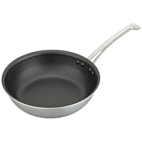 IH調理の弱点は、調理器と接する鍋底のみが加熱し、側面への熱の伝わりが弱いことだが、キングフロンは外側にステンレス、中心に極厚のアルミをはさむことで、側面への熱伝導率の良さを可能にした。トップはセラミック配合の3層ハードコートフッ素加工樹脂...