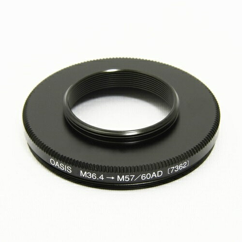 M36.4mmP1のネジしか有していない他社製の望遠鏡とボーグのM57やM60のパーツをつなぐアダプターです。これによりお手持ちの望遠鏡に取付けの出来るパーツが一挙に増えますので、用途がとても広がります。例えばデジカメで撮影したい方も拡大用カメラアダプターSD-1X【7410】の使用が可能になります。