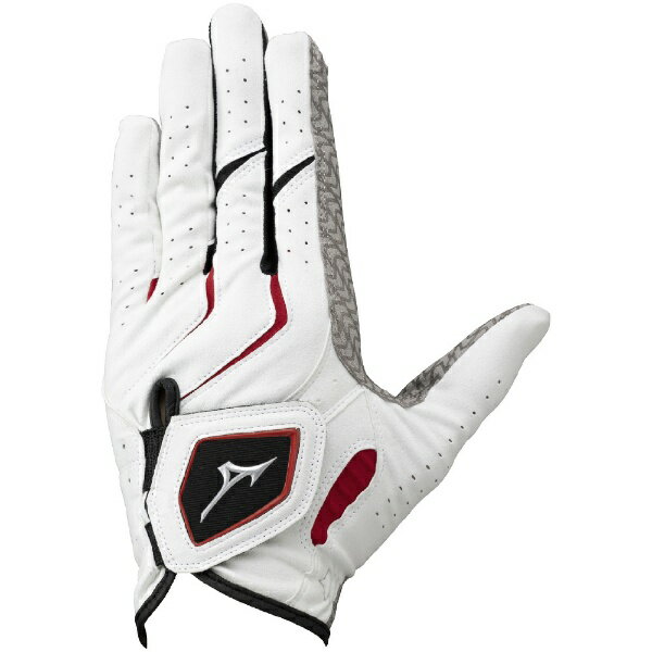 mizuno｜ミズノ 【メンズ 左手着用(右利き用)】ゴルフグローブ W-GRIP ダブルグリップ 指先ショート(23cm/ホワイト×レッド) 5MJMS401 01【返品交換不可】