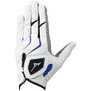 mizuno|ミズノ 【メンズ 左手着用(右利き用)】ゴルフグローブ W-GRIP ダブルグリップ 指先ショート(24cm/ホワイト×ブルー) 5MJMS401...