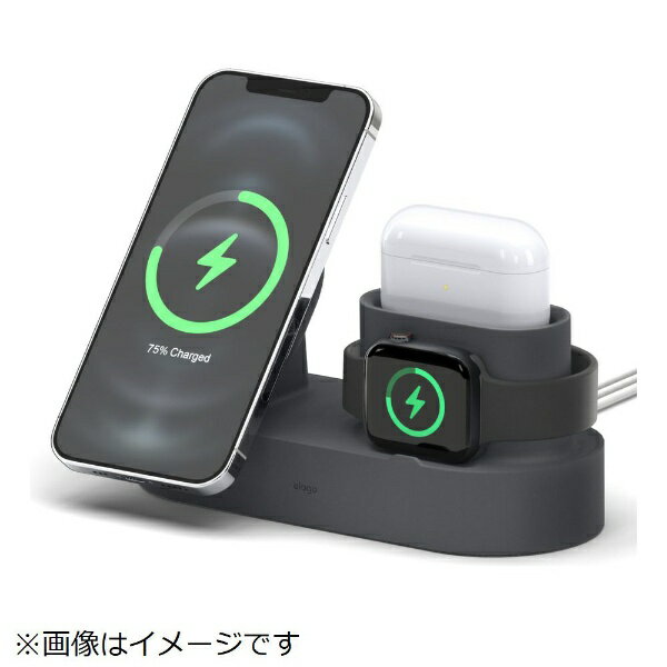 【3 in 1 充電スタンド】Apple純正MagSafe充電器、AirPods、Apple Watchの充電ケーブルを1つのスタンドに整理できます。【ケーブル収納】ケーブルを固定できる切れ込みが入っており、MagSafe充電器とApple...