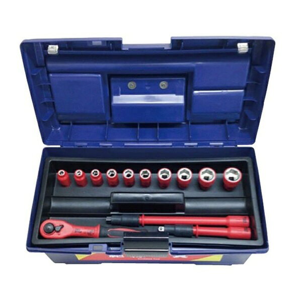 ●入数（セット）： 1●＜セット内容＞●樹脂工具箱： J-402●ラチェットハンドル（差込角9.5mm）： PZR-200●エクステンションバー（全長166.5mm）： PZ3EX-150●エクステンションバー（全長267mm）： PZ3EX-250●六角ソケット（差込角9.5mm）： PZ3S-7、8、10、12、13、14、17、19、21、22●質量（g）： 2657●AC1000V・DC1500Vまで絶縁●国際規格IEC60900適合●自動車整備（EV・HV）シリーズ●IEC60900規格に適合し、10000V通電による全数検査を行っています。●AC（交流）1000VまたはDC（直流）1500Vまで、安全に使用できるよう製造されています。●安全規格認証VDE・GSマーク付き商品です。●本製品の使用前に、各作業指示書を熟読の上、正しくご使用下さい。●高電圧下での作業には、所要の資格が必要になる場合があります。適正なる作業をして下さい。●本製品を使用する前に、作業箇所がAC1000V、DC1500V以下であることを確認してから使用してください。●本製品の絶縁部分が破損・摩耗等した場合は、直ちに使用を中止して下さい。●作業中は本製品の金属露出部分に手等が触れないようにして下さい。●他社の工具と組み合わせてのご使用や、水・油等が付着した状態での使用はしないで下さい。●本製品だけで作業はせず、必ず所定の絶縁手袋・絶縁靴・絶縁保護服等の併用をして下さい。
