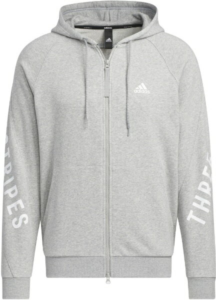 アディダス｜adidas メンズ ワーディング ルーズフィット フレンチテリー フルジップパーカー(J/Lサイズ/ミディアムグレーヘザー)JSY27【返品交換不可】