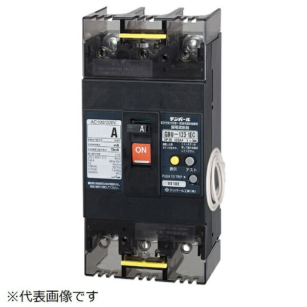 ●定格使用電圧： （AC）100/200V●定格感度電流： 30mA●極数： 3P●素子数： 2E●フレーム： 125AF●最大動作時間： 0.1秒●表面形端子仕様： 圧着端子方式（圧着端子付属）●接続可能最大電線（mm×mm）： 60●逆接続： 不可