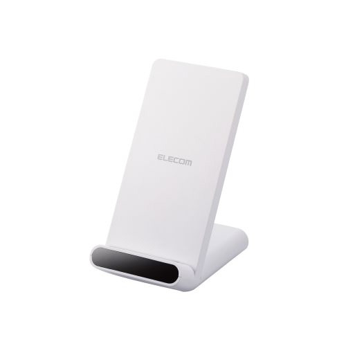 ELECOM｜エレコム ワイヤレス充電器 Qi認証 5W スタンド 縦置き/横置き両対応 滑り止めパッド おくだけ充電 ホワイト W-QS09WH