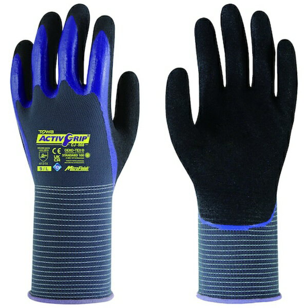 乐天商城 - 東和コーポレーション｜TOWA CORPORATION トワロン　ニトリルゴム背抜き手袋　ActivGrip　CJ−568　9／L