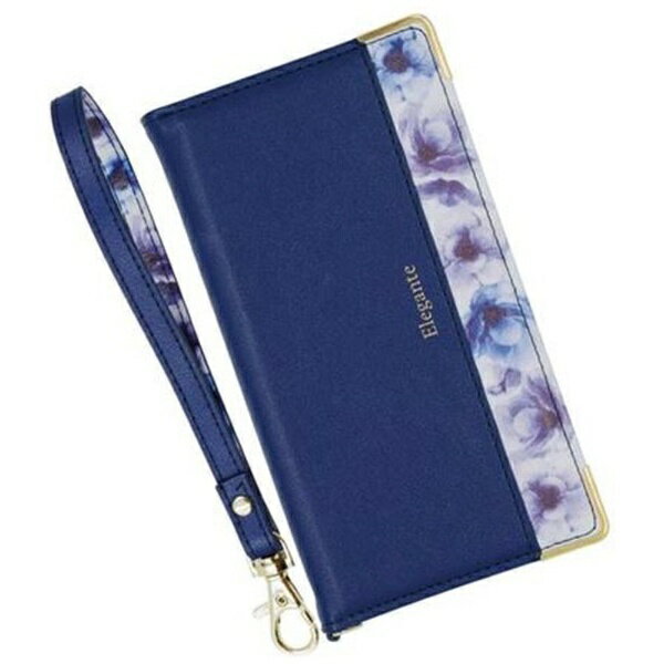 近通｜Kintsu Xperia 5 II 手帳型フラワーケース ストラップ付 Elegante ネイビー BL-XP5-206NV