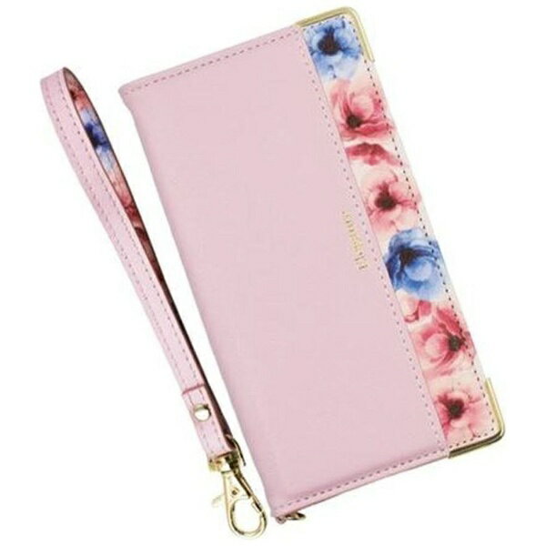 近通｜Kintsu Xperia Ace II 手帳型フラワーケース ストラップ付 Elegante ピンク BL-XPAC202PK