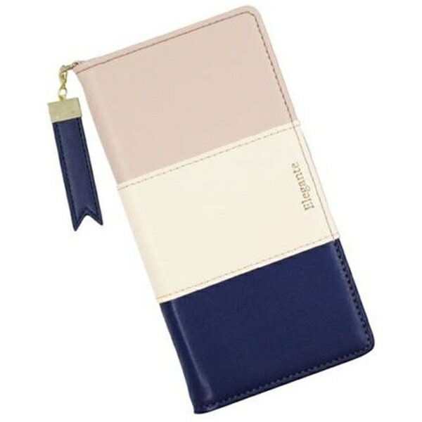 近通｜Kintsu らくらくスマートフォン me（F-01L/F-42A） 手帳型トリコロールケース チャ Elegante モカネイビー TR-RSME205MO