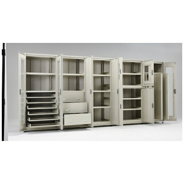 トラスコ中山|TRUSCO NAKAYAMA TRUSCO M3型ユニット中量棚 両開きアクリル扉 背側パネル 引出用スライド棚3段付 H2100XW900 単体 M3U7364SL3SGA 【メーカー直送・代金引換不可・時間指定・返品不可】