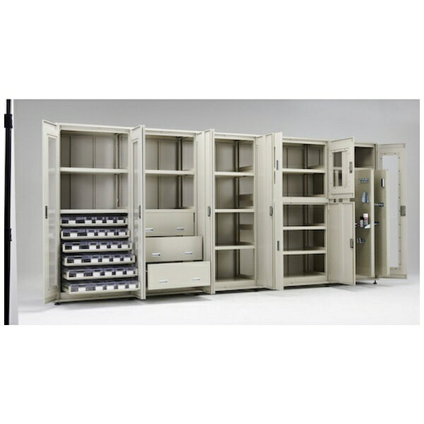 トラスコ中山|TRUSCO NAKAYAMA TRUSCO M3型ユニット中量棚 両開きアクリル扉 背側パネル 引出用スライド棚3段付 H2100XW900 単体 M3U7364SL3SGA 【メーカー直送・代金引換不可・時間指定・返品不可】 [2]