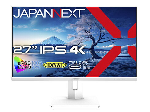 JAPANNEXT｜ジャパンネクスト USB-C接続 PCモニター ホワイト JN-IPS27UHDR-C65W-HSP-W 27型 /4K(3840×2160） /ワイド