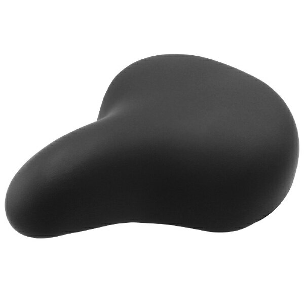 乗車時の快適さを追求した軽快車/電動アシスト自転車用サドルサドル後端部にガード付き。サイズ：長さ27cm×幅23cm×高さ11cm。