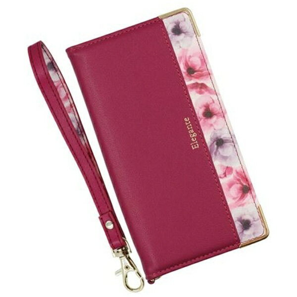 【エレガンテ　フラワー】咲き誇るフラワーと優しいカラーリング。ケースとお揃いのストラップ付き。さりげなく輝くゴールドパーツをアクセント。本革にも劣らない上質なアーティフィシャルレザーで仕立てたケースです。 【スリムなデザイン】ベルトがないマ...