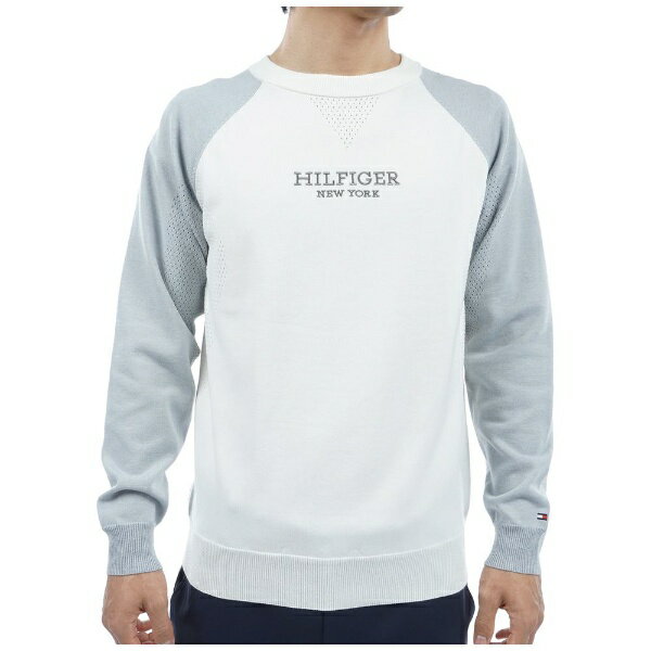 トミーヒルフィガー｜Tommy Hilfiger メンズ フロントロゴ クルーネックセーター ホワイト THMA401 [メンズ /Mサイズ]【返品交換不可】