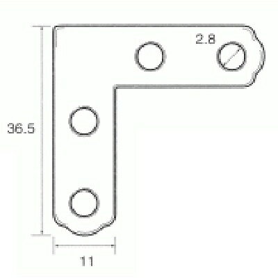 鉄角金具素材：鉄穴径3.0φ1×36.5×11