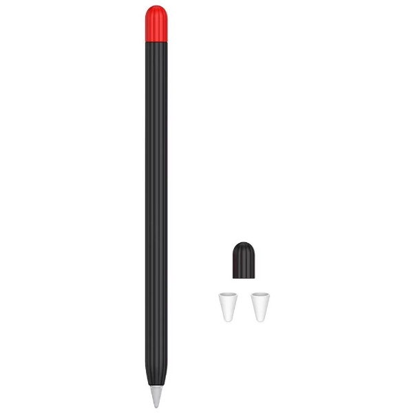 アイキューラボ|iQ Labo Apple Pencil(第1世代)用 シリコンカバー ツートンカラー 3点セット ブラック APEN-SL2C-BK