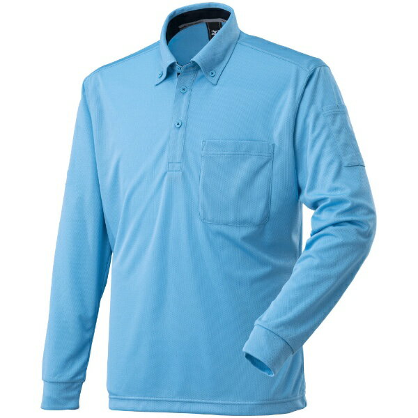 mizuno｜ミズノ ナビドライワークボタンダウンポロシャツ(長袖)[ユニセックス] 4XL-8 19：サックス×ネイビー F2JA218519