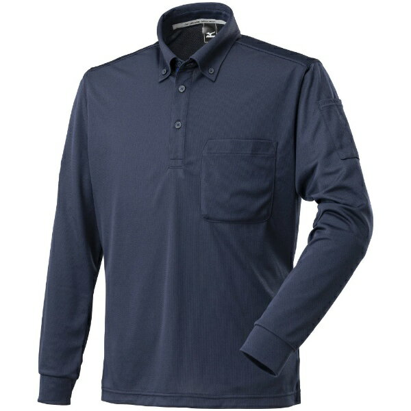 mizuno｜ミズノ ナビドライワークボタンダウンポロシャツ(長袖)[ユニセックス] 4XL-8 14：ネイビー×サックス F2JA218514