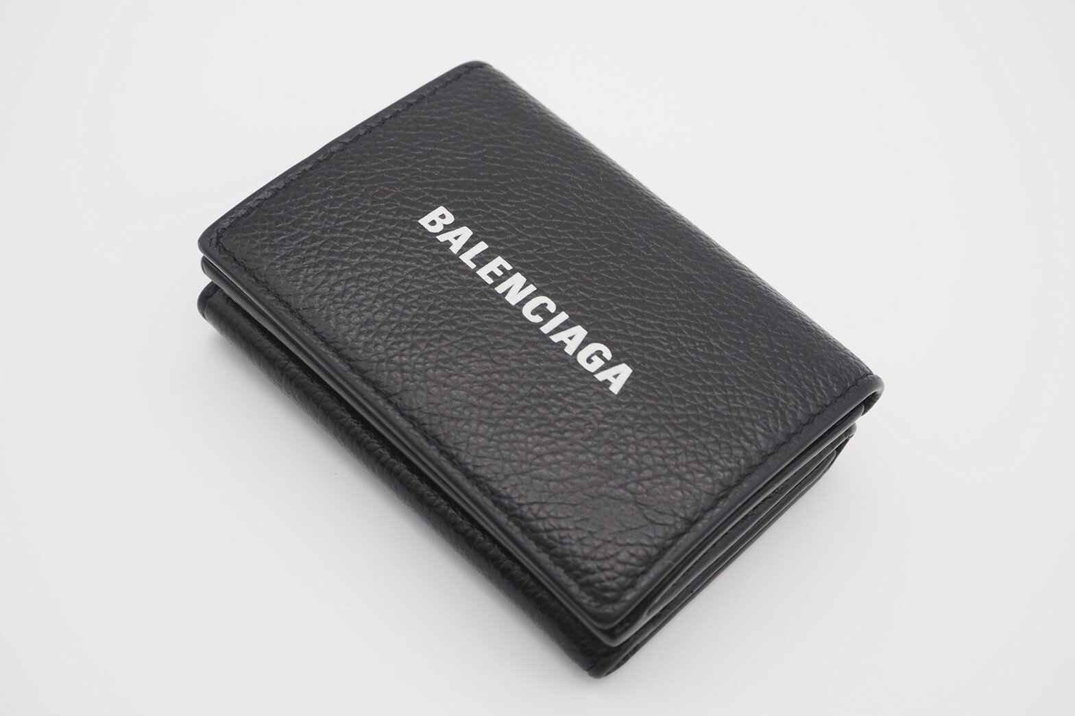 ☆安心の3大保証☆Bランク≪BALENCIAGAバレンシアガ/三つ折り財布≫594312キャッシュコンパクトウォレットブラックホワイト送料無料【中古】