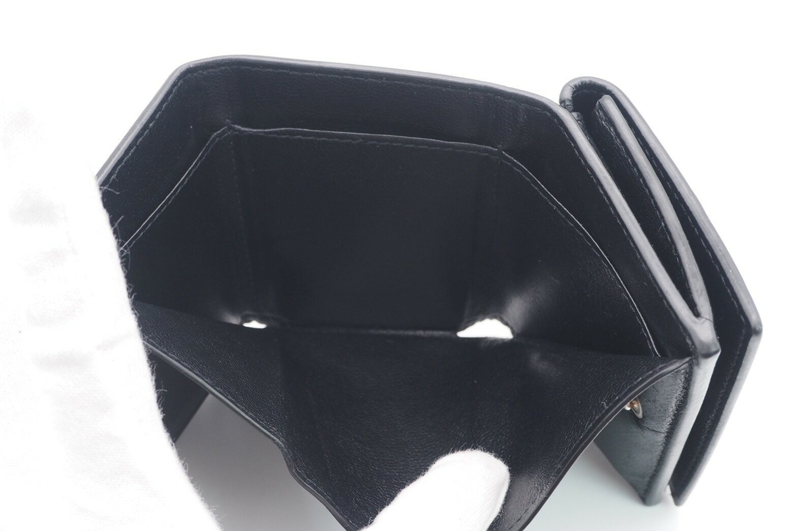 ☆安心の3大保証☆Bランク≪BALENCIAGAバレンシアガ/三つ折り財布≫594312キャッシュコンパクトウォレットブラックホワイト送料無料【中古】