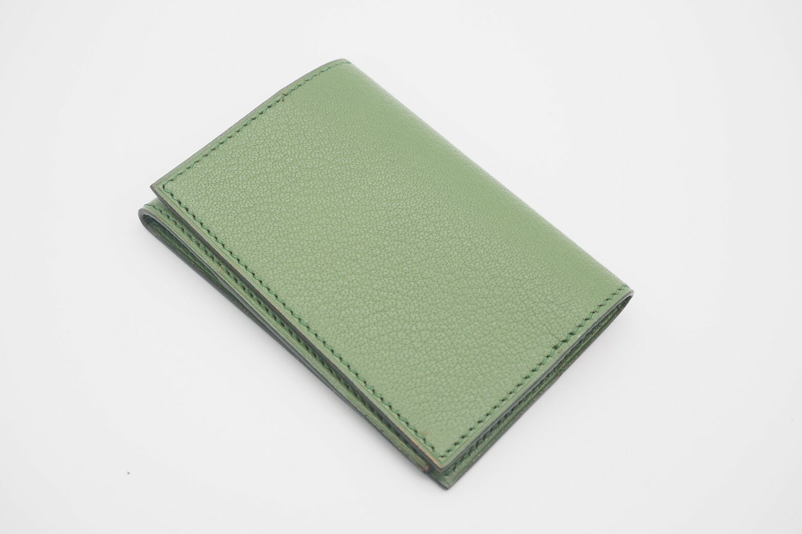 ☆安心の3大保証☆ABランク≪HERMESエルメス/三つ折りカードケース≫クルネーゼレザーグリーン美品送料無料【中古】