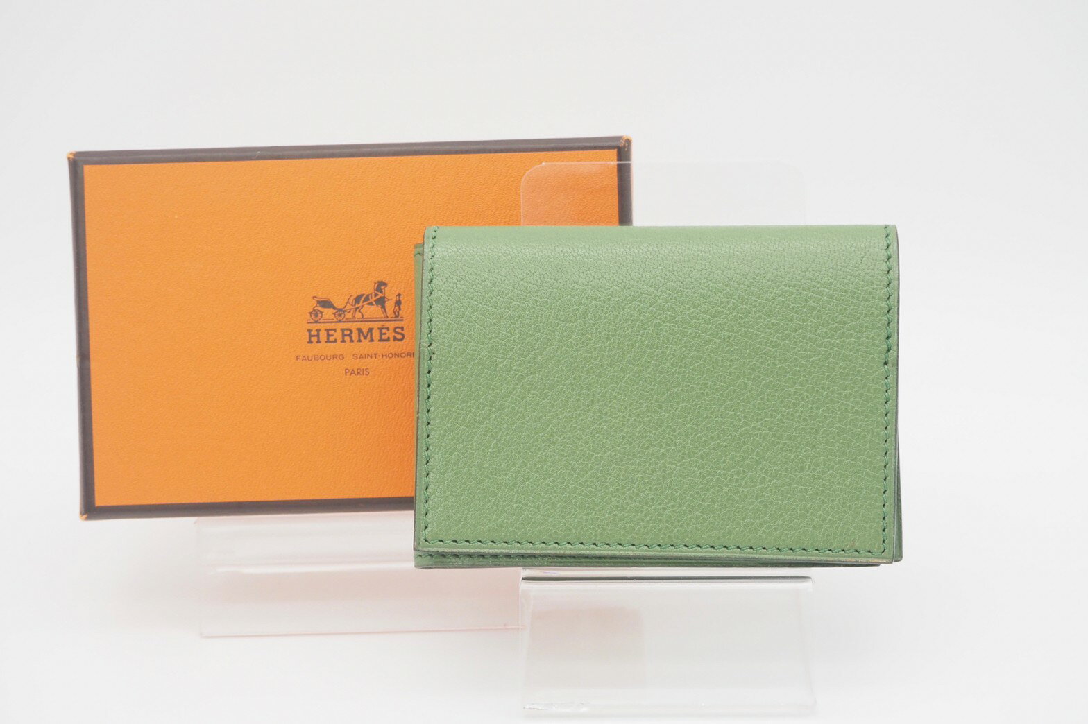 ☆安心の3大保証☆ABランク≪HERMESエルメス/三つ折りカードケース≫クルネーゼレザーグリーン美品送料無料【中古】