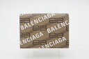 ☆安心の3大保証☆ Aランク ≪BALENCIAGA バレンシアガ/三つ折り財布≫ 594312 SIGNATURE MINI ウォレット BB MONOGRAMコーティングキャンバス ベージュ ブラウン ホワイト 極美品 送料無料【中古】