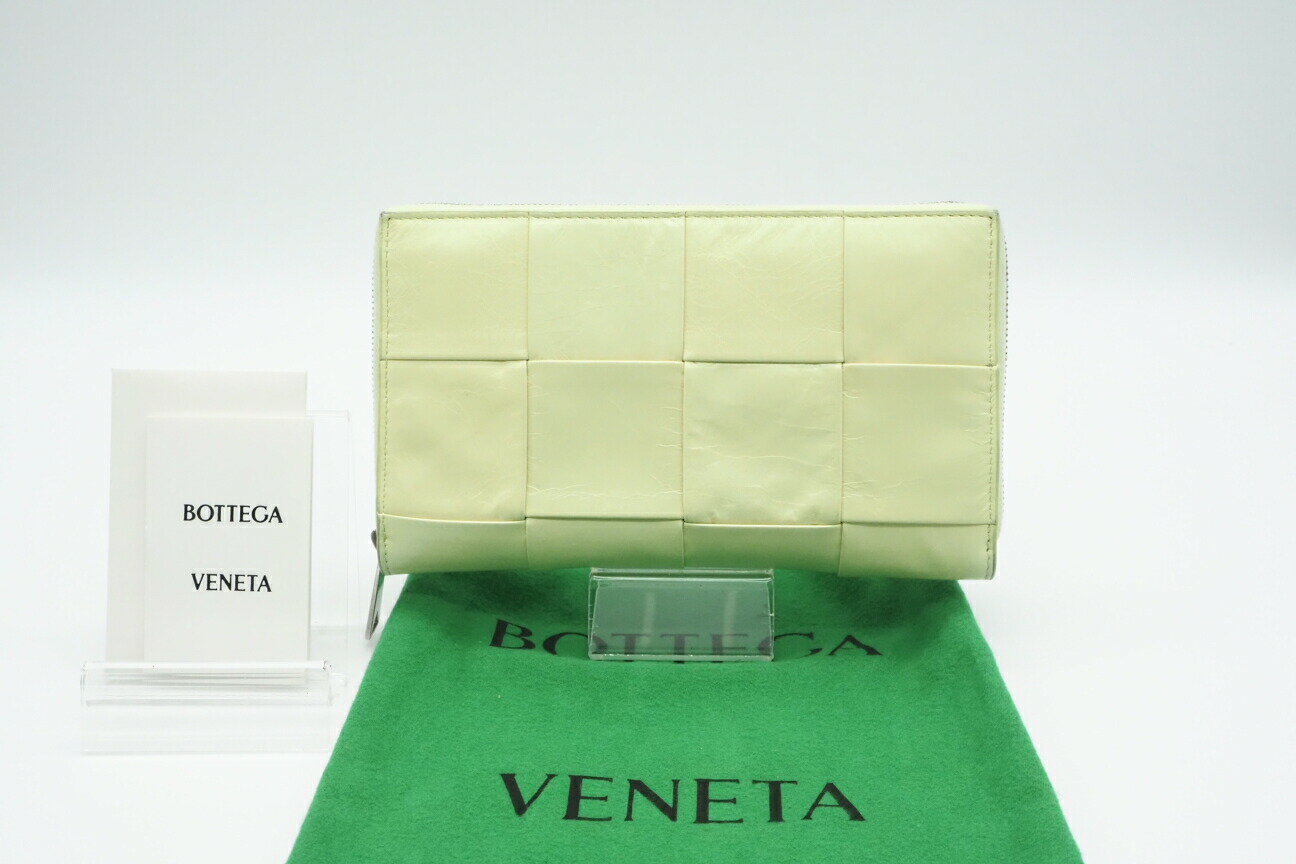 ☆安心の3大保証☆ Bランク ≪BOTTEGA VENETA ボッテガ ヴェネタ/ラウンドファスナー長財布≫ 690945 カセット ジップアラウンド ウォレット イエロー【中古】