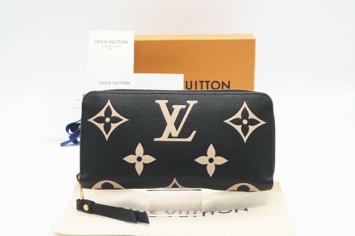 ☆安心の3大保証☆ Bランク ≪LOUIS VUITTON ルイ ヴィトン/ジッピーウォレット≫ M80481 モノグラム アンプラント バイカラー ブラック ベージュ【中古】