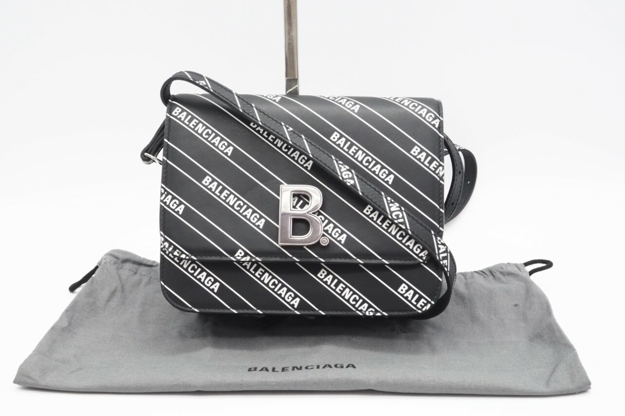 ☆安心の3大保証☆ ABランク ≪BALENCIAGA バレンシアガ/ショルダーバッグ≫ 592898 Bロゴ スモール ダイアゴナル ブラック ホワイト 美品 送料無料【中古】