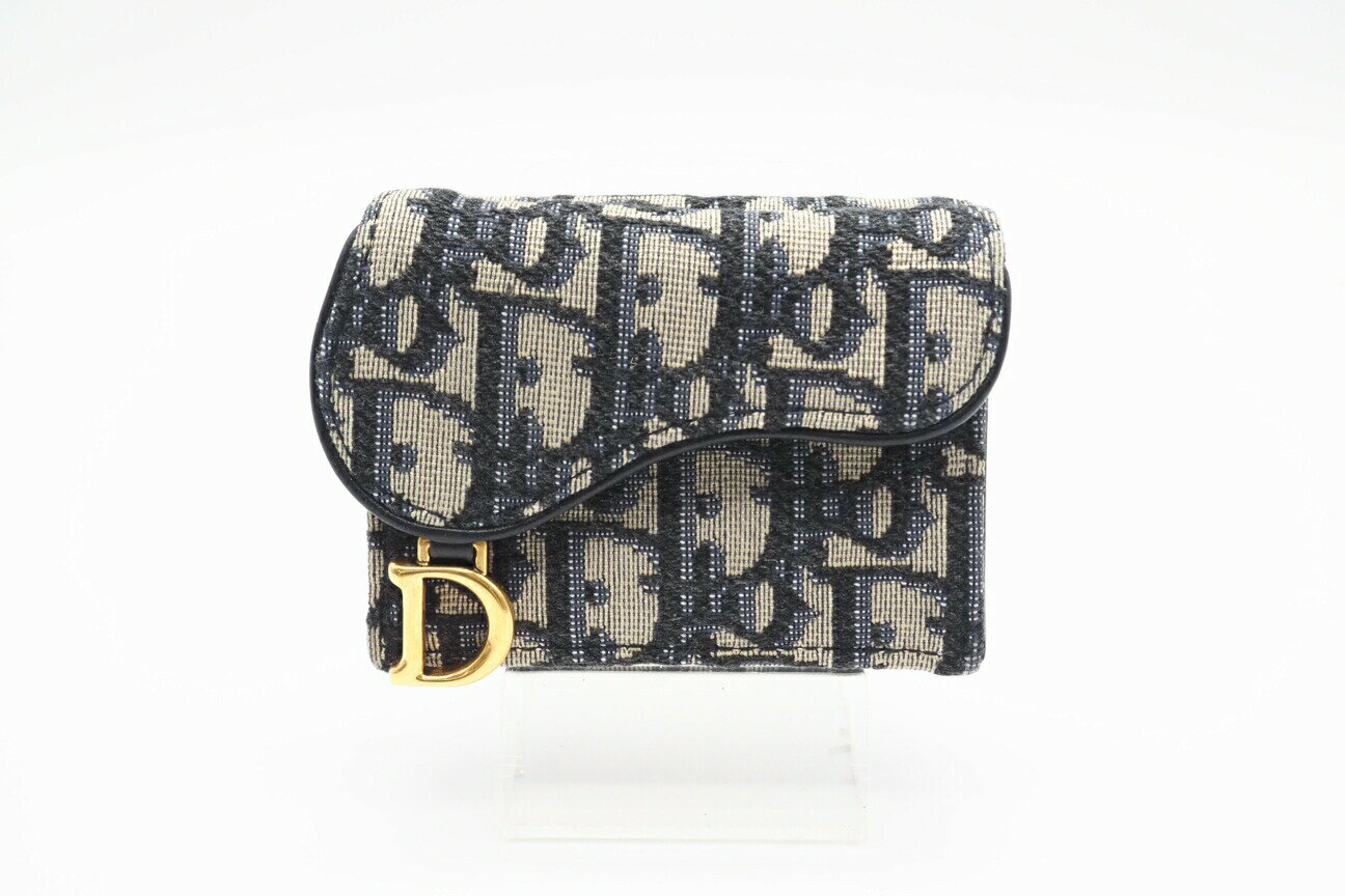 ☆安心の3大保証☆ ABランク ≪Christian Dior クリスチャン ディオール/三つ折り財布≫ S5653 CTZQ M928 ジャガード サドル コンパクトウォレット【中古】