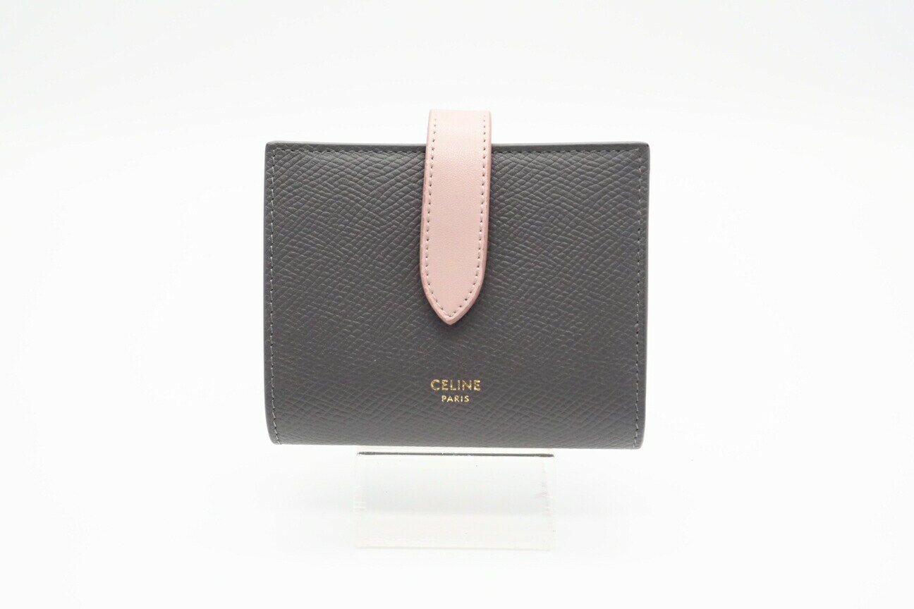 楽天リユースショップ BICLOCK☆安心の3大保証☆ ABランク ≪CELINE セリーヌ/二つ折り財布≫ 10B643 ミディアム ストラップウォレット バイカラー グレー ヴィンテージピンク【中古】