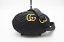 ☆安心の3大保証☆ ABランク ≪GUCCI グッチ/ボディバッグ≫ 476434 GGマーモント キルティング ベルトバッグ ブラック 黒 美品 送料無料【中...