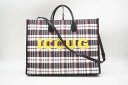 ☆安心の3大保証☆ ABランク ≪GUCCI グッチ/2WAYバッグ≫ 659980 ラフィア×ナイロン チェック トートバッグ マルチカラー 美品 送料無料【...