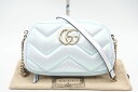 ☆安心の3大保証☆ ABランク ≪GUCCI グッチ/ショルダーバッグ≫ 447632 GGマーモント キルティング スモール ライトブルー 美品 送料無料【中...