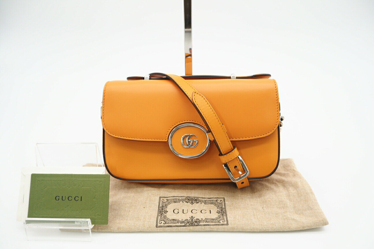 ☆安心の3大保証☆ Aランク ≪GUCCI グッチ/2WAYバッグ≫ 739722 ダブルG レザー ショルダーバッグ オレンジ ロゴマーク 極美品 送料無料【中古】