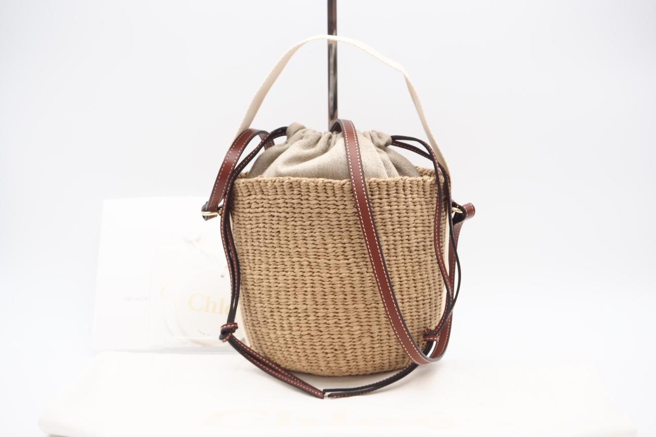 ★3日以内返品可★ Chloe クロエ CHC22SS381G55101 フェアトレードペーパー製 Woodyスモールバスケット White バッグ【中古】(4)