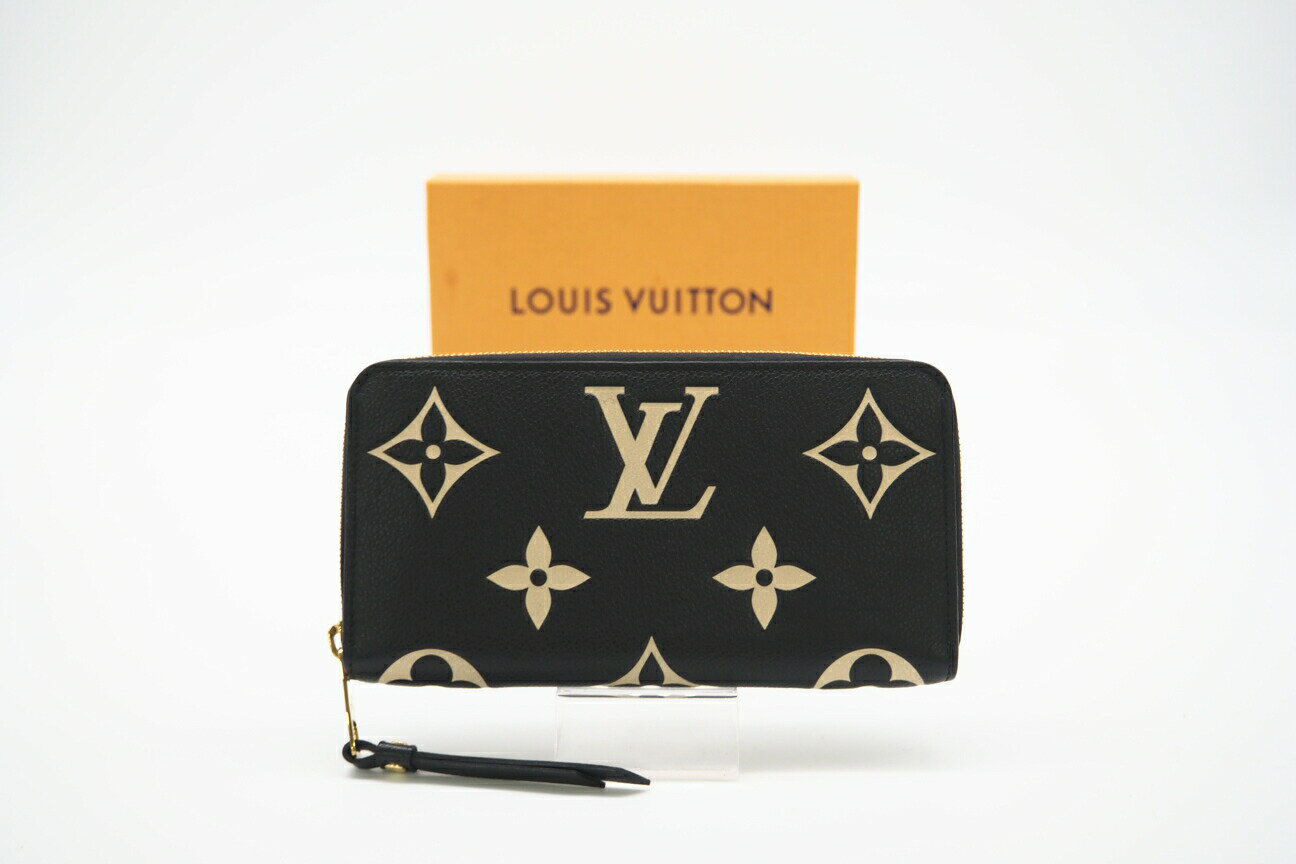 ★3日以内返品可★ LOUIS VUITTON ルイ ヴィトン M80481 モノグラム アンプラント バイカラー ジッピーウォレット 黒 ベージュ 長財布【中古】(4)