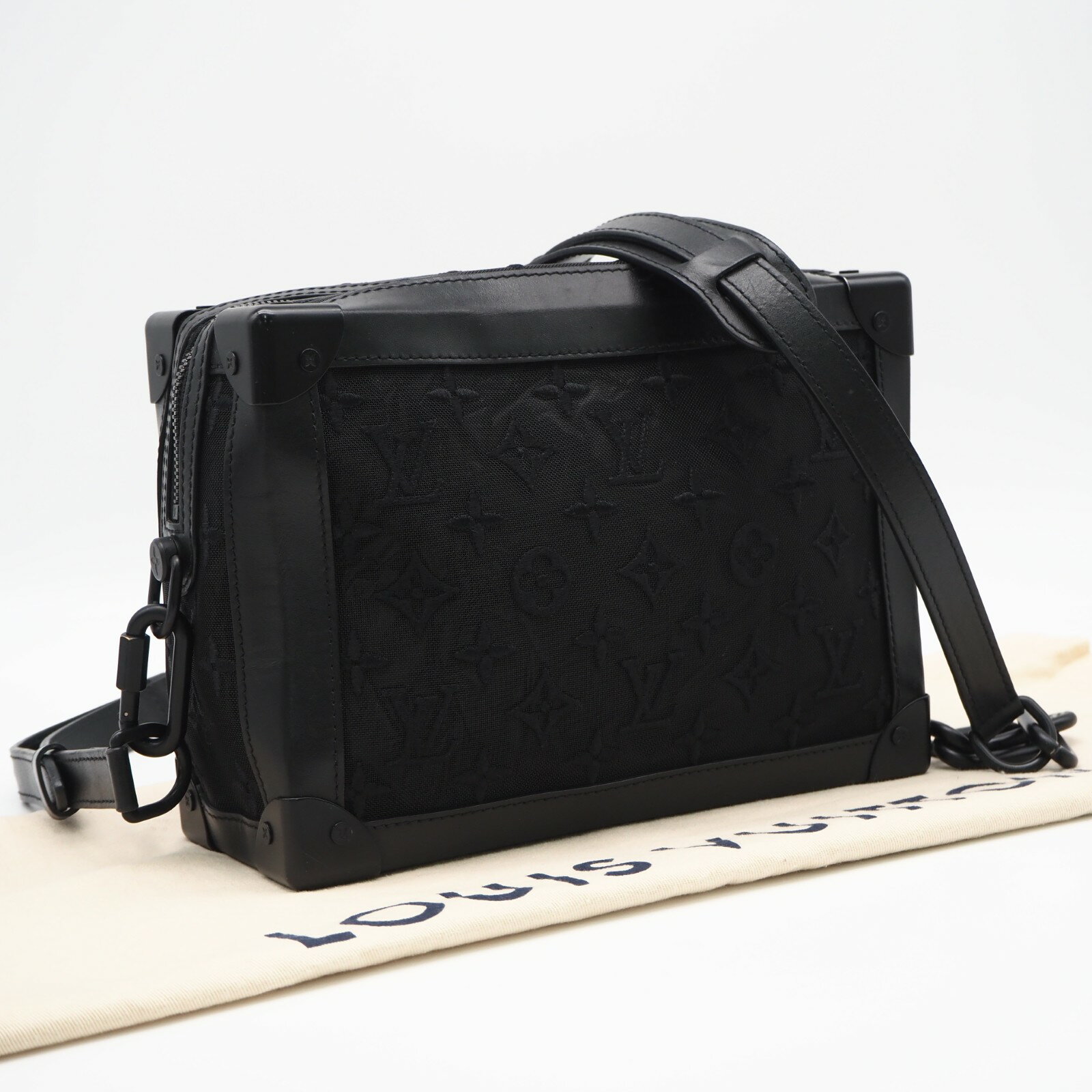 乐天商城 - ★3日以内返品可★ LOUIS VUITTON ルイ・ヴィトン シースルー ソフトトランク M53964 2wayショルダーバッグ ブラック カーフレザー メッシュ メンズ【中古】